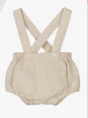 Babidu | Neutral Linen Baby Suspender Bloomers